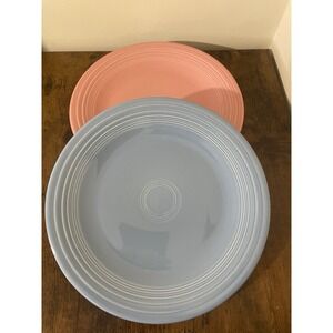 Fiestaware 10" Dinner Plates Lot Of Two Pastel Pink And Baby Blue Vintage